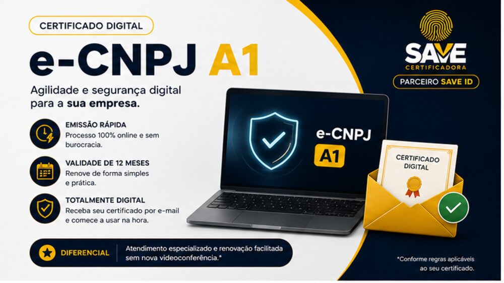 e-CNPJ A1 — certificado digital para empresas, emissão 100% online