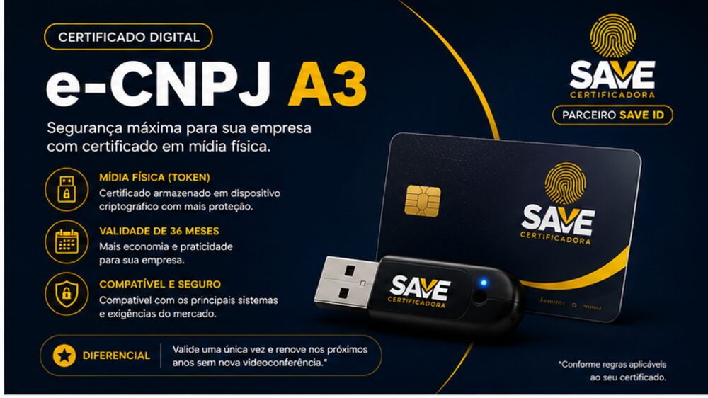 e-CNPJ A3 — certificado digital em token para empresas